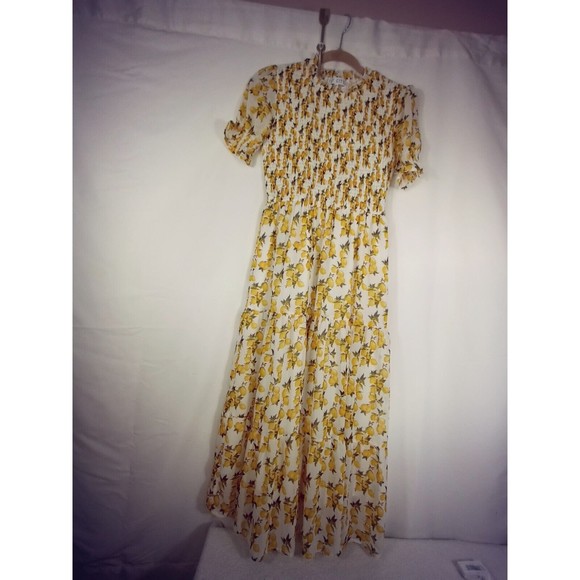 Ivy City Co Hollie Dress Lemon Floral Smocked Maxi Length S .Small - Picture 3 of 12